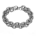 thumbnail image 2 of QQTDFG 11/13/15mm Mens Round Heavy Rolo Chain Link 316L Stainless Steel Bracelet Bangle-Silver-11mm-7.5 inches bracelet, 2 of 7