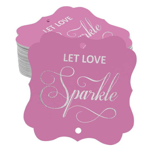 Inkdotpot Real Silver Foil Bracket Shape Paper Hang Tags Let Love Sparkle Wedding Favor Tags Pack Of 50