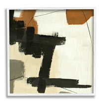 Stupell Industries Beige Contemporary Abstraction Abstract Painting White Framed Art Print Wall Art, 24 x 24