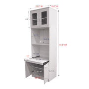 Kings Brand Furniture Tall Kitchen Pantry, Microwave Storage Cabinet, White