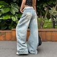 thumbnail image 5 of Barrel Jeans Women 2026 Trendy Washed Blue High Waisted Loose Fit Wide Leg Baggy Jeans Denim Pants Streetwear, 5 of 6