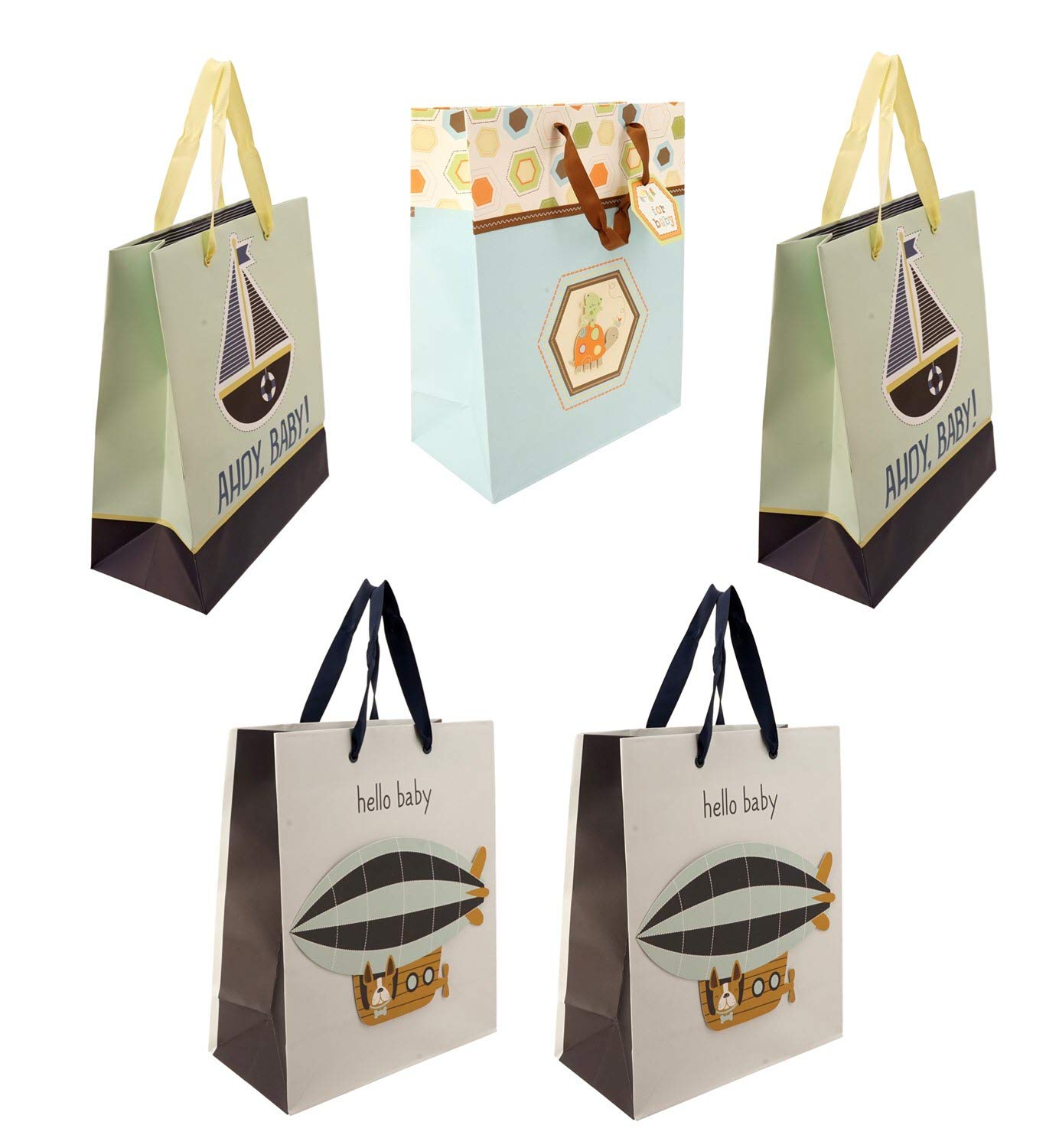 Bag Bundle Gift for Baby Shower (5 Bags, 3 Styles, Medium/Large) Boy