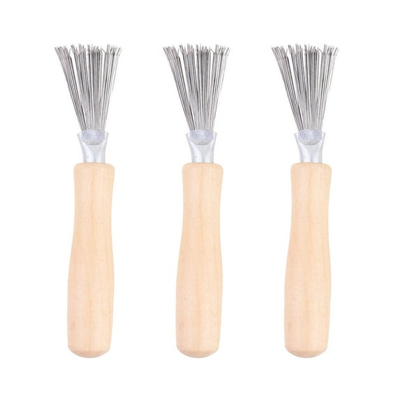 DECOMELODY Hair Brush Cleaner 3Pcs for Hairbrush and Comb Thorough Cleaning Wooden Metal Home and Salon Use