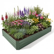 Aoodor Outdoor Metal Raised Garden Bed 8' x 4' x 1' Galvanized Steel Planter Box - Green