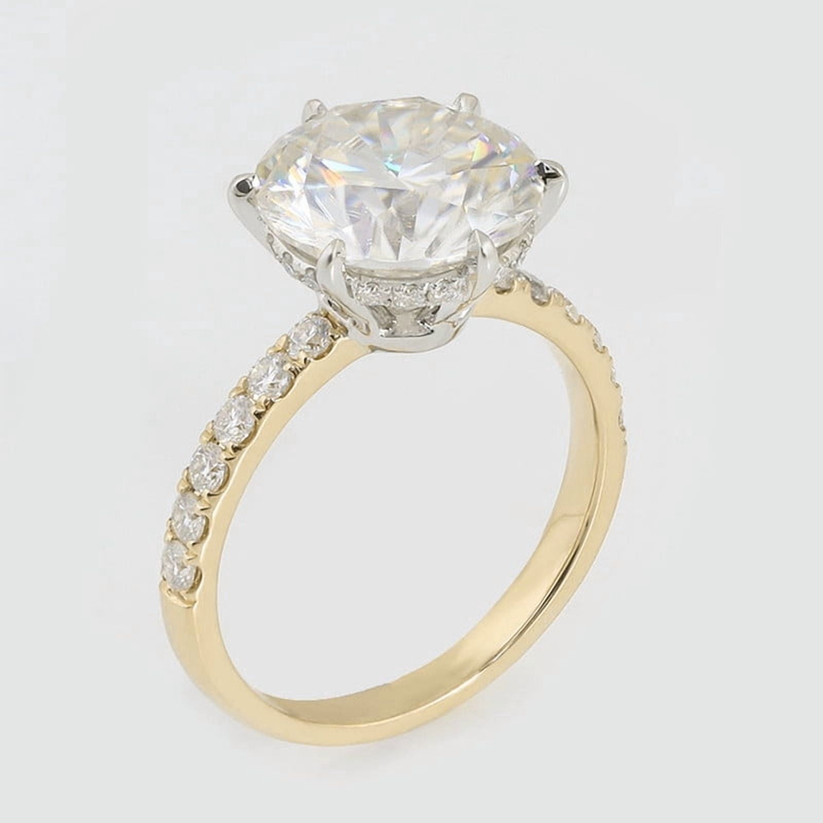solitaire jewels 3CT Round Moissanite Hidden Halo Engagement Ring For Women, 14K Yellow Gold