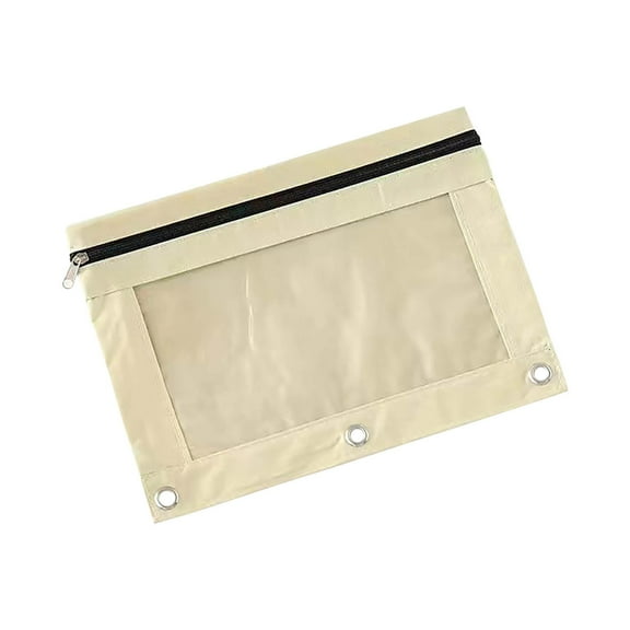 Jubipavy Clear Top Binder Pencil Pouch Three-hole Pencil Case Zipper Transparent PVC Document Storage Bag Detachable Folder Large Capacity Pencil Case
