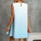 thumbnail image 4 of Vestido Corto para Mujeres Verano Moda Casual Impreso Lado Plisado Cuello Redondo sin Mangas, 4 of 7