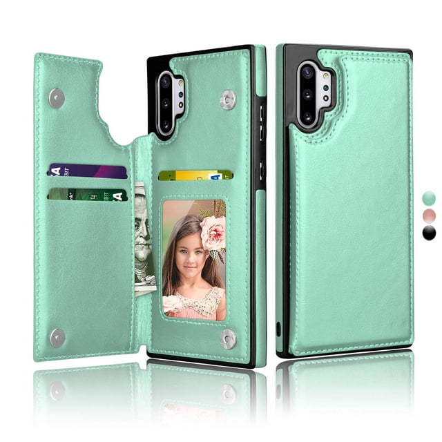 Étui Porte-Cartes Portefeuille Galaxy Note 10 + 5G, Étui en Cuir Galaxy Note 10 + 5G, Étui Portefeuille à Rabat en Cuir pour Samsung Galaxy Note 10 + 5G 6.8 Pouces, Or Rose