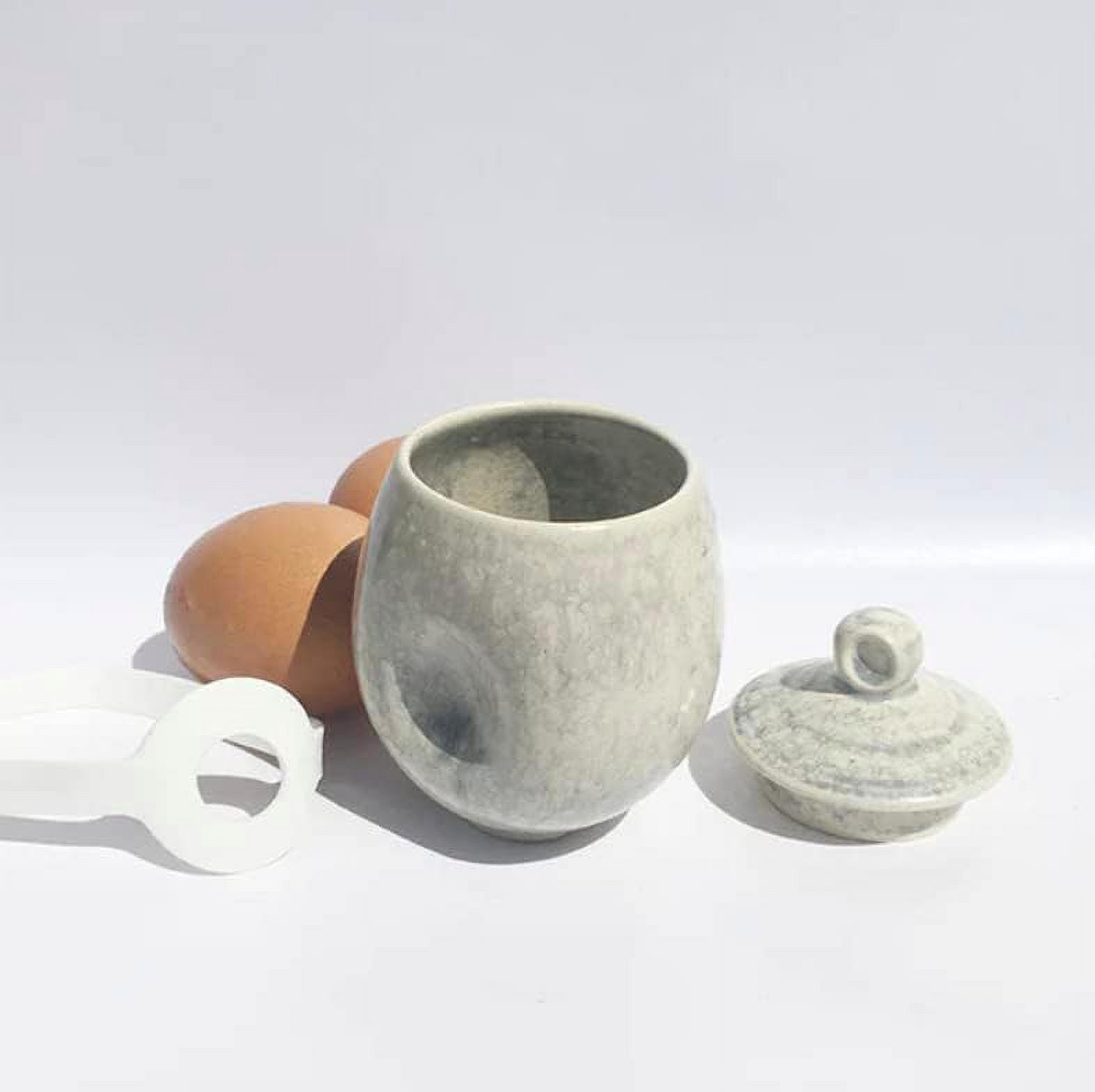 AggCoddler - Scandinavian Porcelain Egg Coddler with Simple Lid - Minimalist Design Egg Poacher Cooker for Quick and Easy Breakfast or Elegant Display - Lea Love Pearl/White