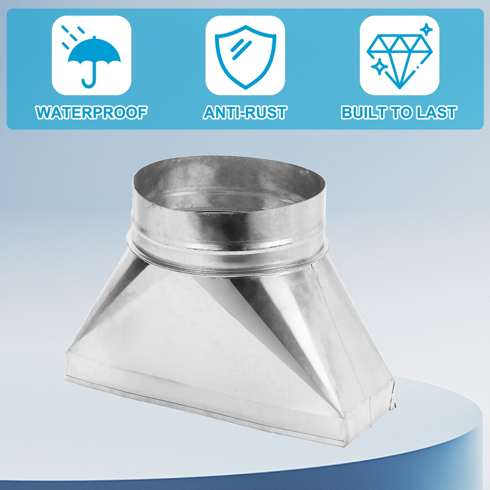 Uxcell 12" x 4" x 7" Straight Register Boot, Galvanized Steel Transition Rectangular to 7" Round Duct Transition Fitting for Connecting Floor Register Grille HVAC Duct Fittings