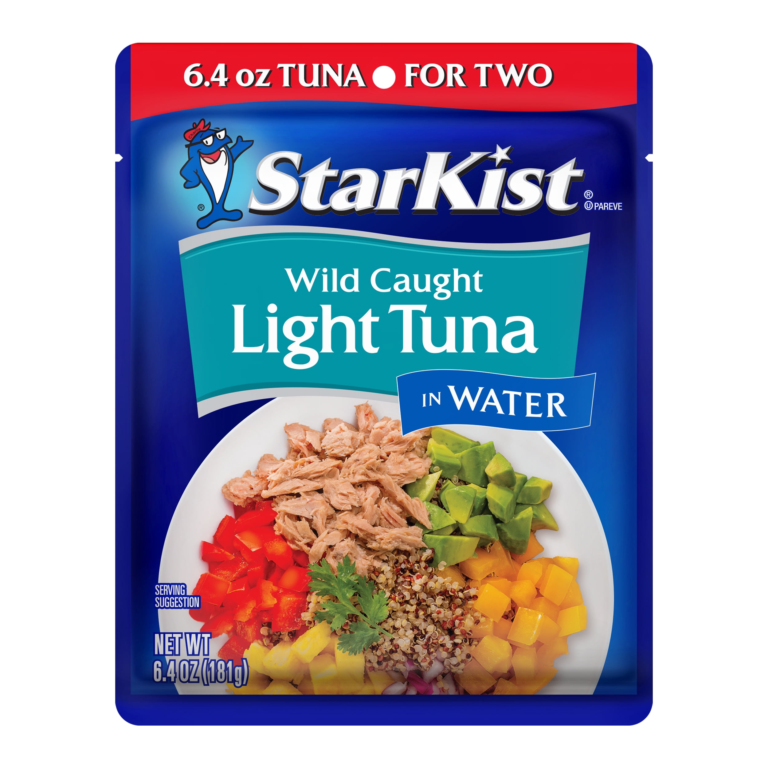 (6 pack) StarKist Light Tuna in Water, Wild Caught, 19g Protein, 6.4 oz Pouch