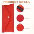 thumbnail image 3 of Funda de gafas de cuero con botón y paño de limpieza para hombres y mujeres, estuches para gafas de sol (Rojo), 3 of 6