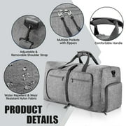 XUEYU 24 Large Travel Duffle Bag for Men, 65L Foldable Travel Duffel Bag with Shoes Compartment, Overnight Bag for Men Women Waterproof, Travel Bag for Traveling Camping Touring, Gray