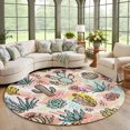 Prickly Pear Cactus Area Rug 8', Non-Slip Washable Round Indoor rug ...