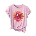thumbnail image 4 of Caner Shirts for Women Pink Ribbon Graphic Short Sleeve Crewneck Tops Cancer Awareness Inspirational Casual Tees A007-Pink M, 4 of 4