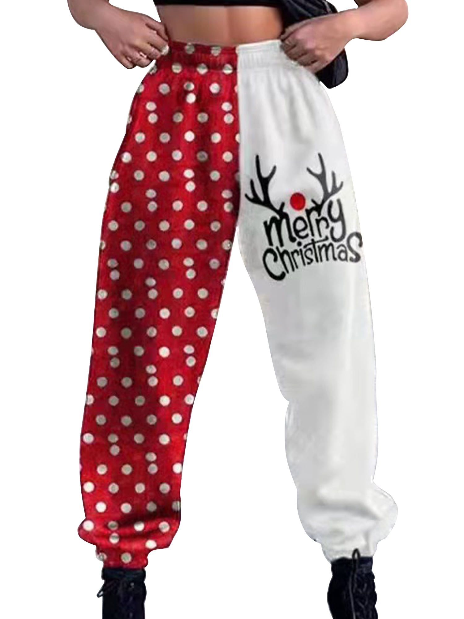 Calzi Women Harajuku Two Tone Pants 