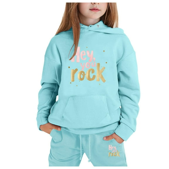 Girls Outfits Set Comfortable Long Sleeve Hoodie Sweater and Pants for Outdoor Play Stylish Casual Wear for Young Girls