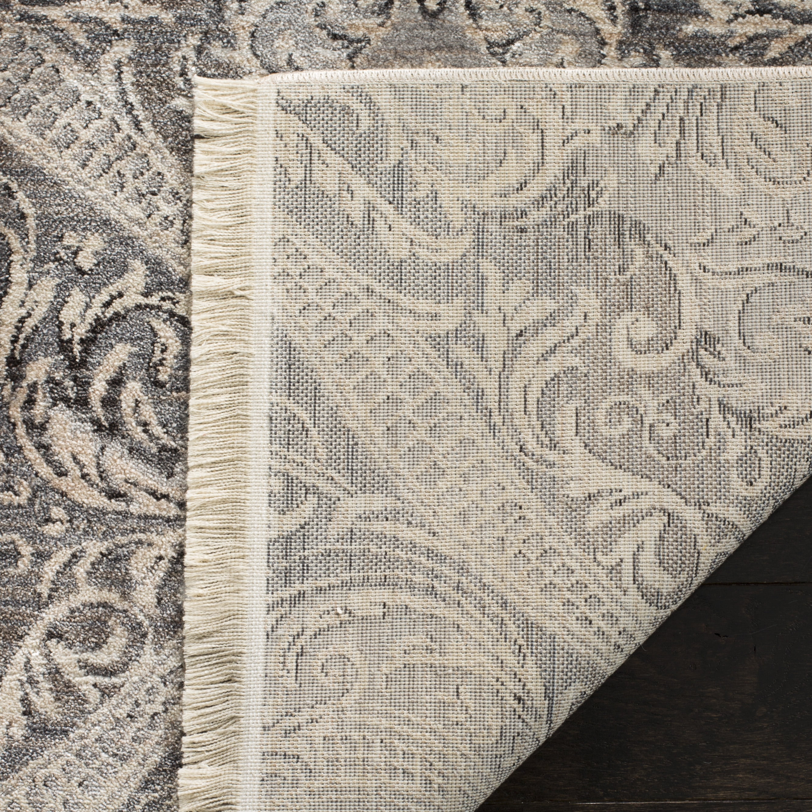 SAFAVIEH Vintage Persian Bear Geometric Polyester Area Rug, Grey/Charcoal, 9' x 11'7"