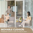 thumbnail image 3 of CazToi 3 Piece Patio Furniture Set Outdoor Wicker Bistro Set with Glass Coffee Table and Cushions PE Rattan Chairs for Balcony Porch Yard, 3 of 8
