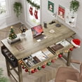 thumbnail image 3 of REKHHY 40" Small Desk with Power Outlets, Computer Desk with Drawers for Bedroom and Home Office, Writing Desk with Drawers and a Side Pocket, Vanity Desks for Bedroom, Dark Rustic Oak, 3 of 10