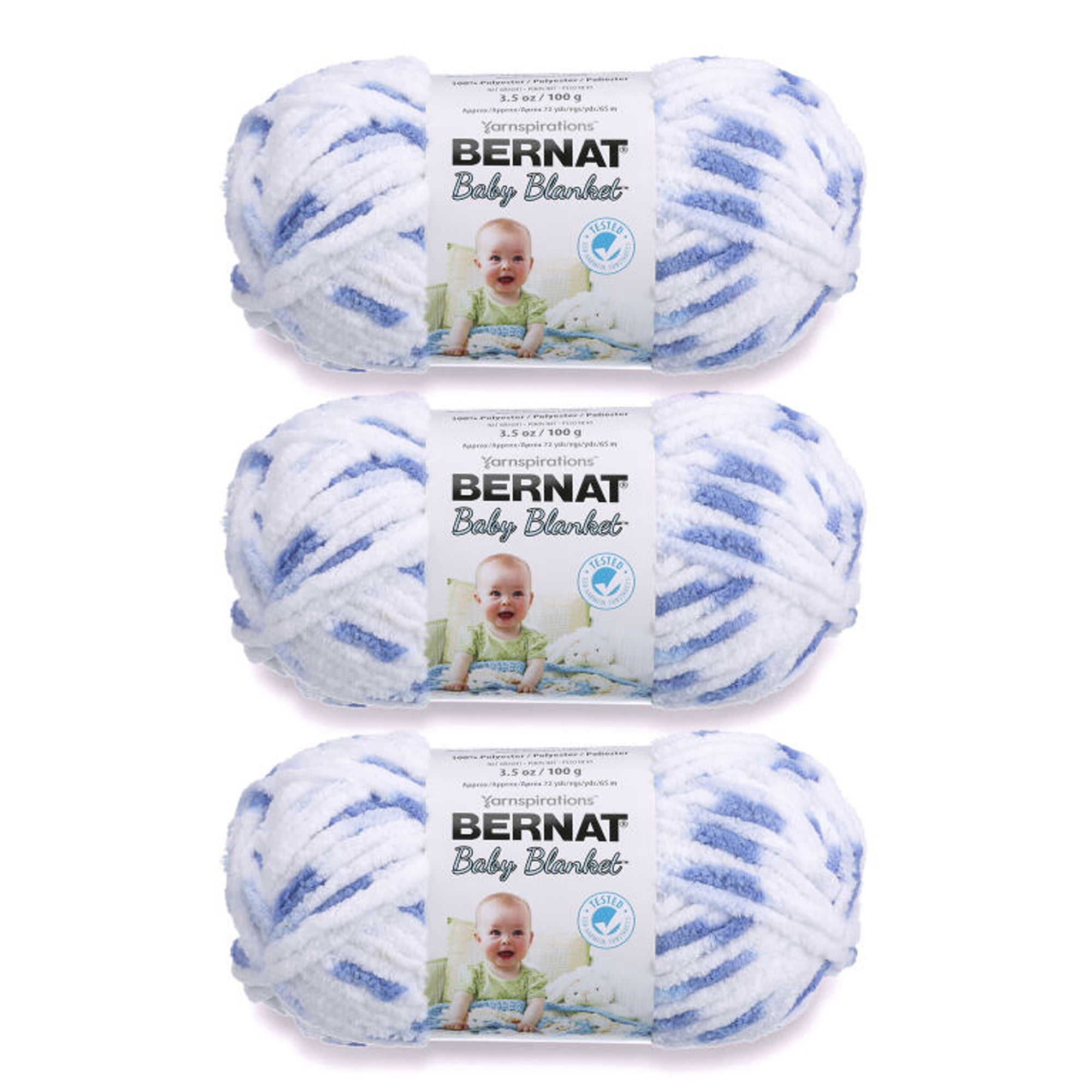 Bernat Baby Blanket Little Denim Print Yarn 3 Pack of 100g/3.5oz