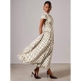 thumbnail image 3 of Apricot Polka Dot High Neck Short Sleeve Fitted Elegant Maxi Dress, 3 of 7