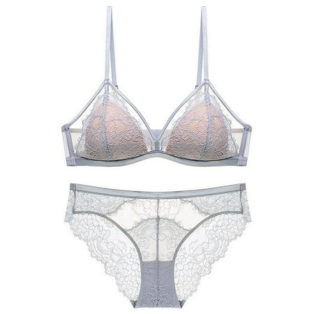 Sentmoon Lingerie for Women Thin Sponge Transparent Bra With Large Chest And Small Lace Women s Sexy Lingerie Bra Set Women s Lingerie  Sleep & Lounge Valentines Day Gifts for Her Fall Saving