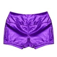 thumbnail image 6 of Yartina Womens Oily Glossy Booty Shorts Solid Color Hot Pants High Waist Underwear Rave Dancewear Purple L, 6 of 7