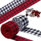 thumbnail image 1 of Cintas de cuadros navideños de 2 rollos, cintas de cuadros de búfalo blanco y negro para manualidades, envolver regalos, decoraciones artesanales de acción de gracias de Navidad, rojo y 11 Feliz Sencillez, 1 of 5