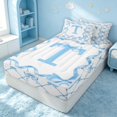 thumbnail image 3 of Erosebridal Monogrammed T Zipper Queen Comforter Set with Fitted Sheet and 2 Pillowcases, Princess Bow-Tie Zipper Bedding Set, Stars Reversible, Baby Blue, Stars Reversible, 3 of 7