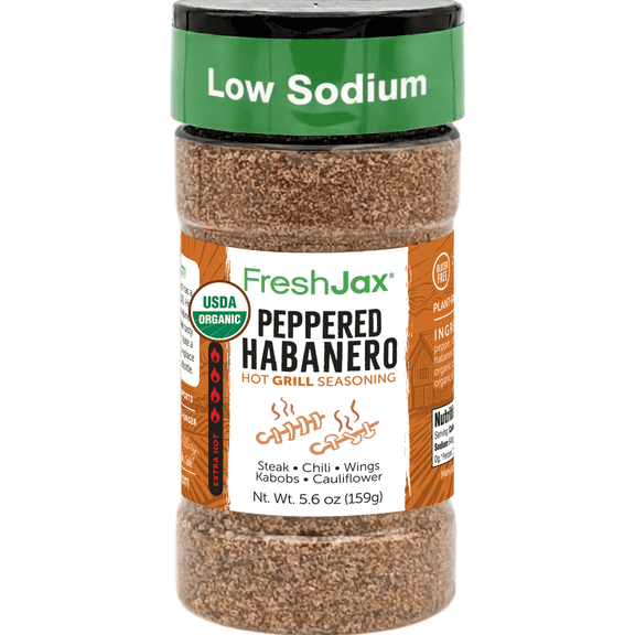 FreshJax Organic Peppered Habanero Hot Grilling Seasoning Spice (5.6 oz Large Bottle) Non GMO, Gluten Free, Keto, Paleo, No Preservatives Habanero Pepper Powder Blend