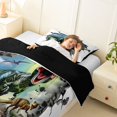 thumbnail image 4 of Feelyou 3D Dinosaur Twin Comforter Sets for Boys Men Kids, Cartoon Wildlife Bedding Set, White Green, Black Reversible, 2 Pieces, 4 of 6