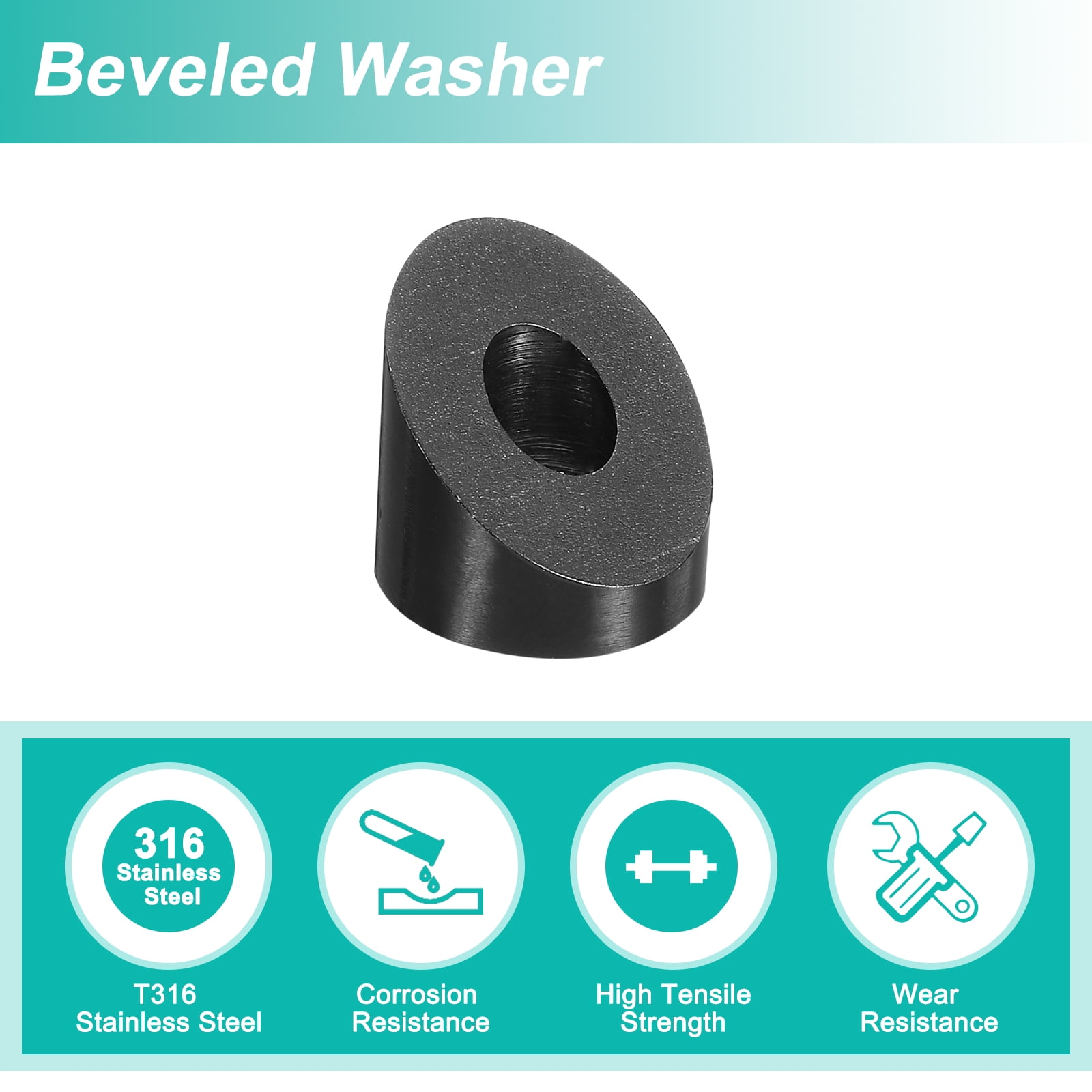 Uxcell 30 Pack 1/4 Inch 37 Degree Angle Beveled Washer, Black
