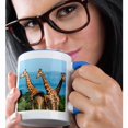 thumbnail image 2 of 3drose, Giraffes on the Savanna, Murchison Falls National Park, Uganda, 15oz Two-tone Blue Mug, 2 of 6
