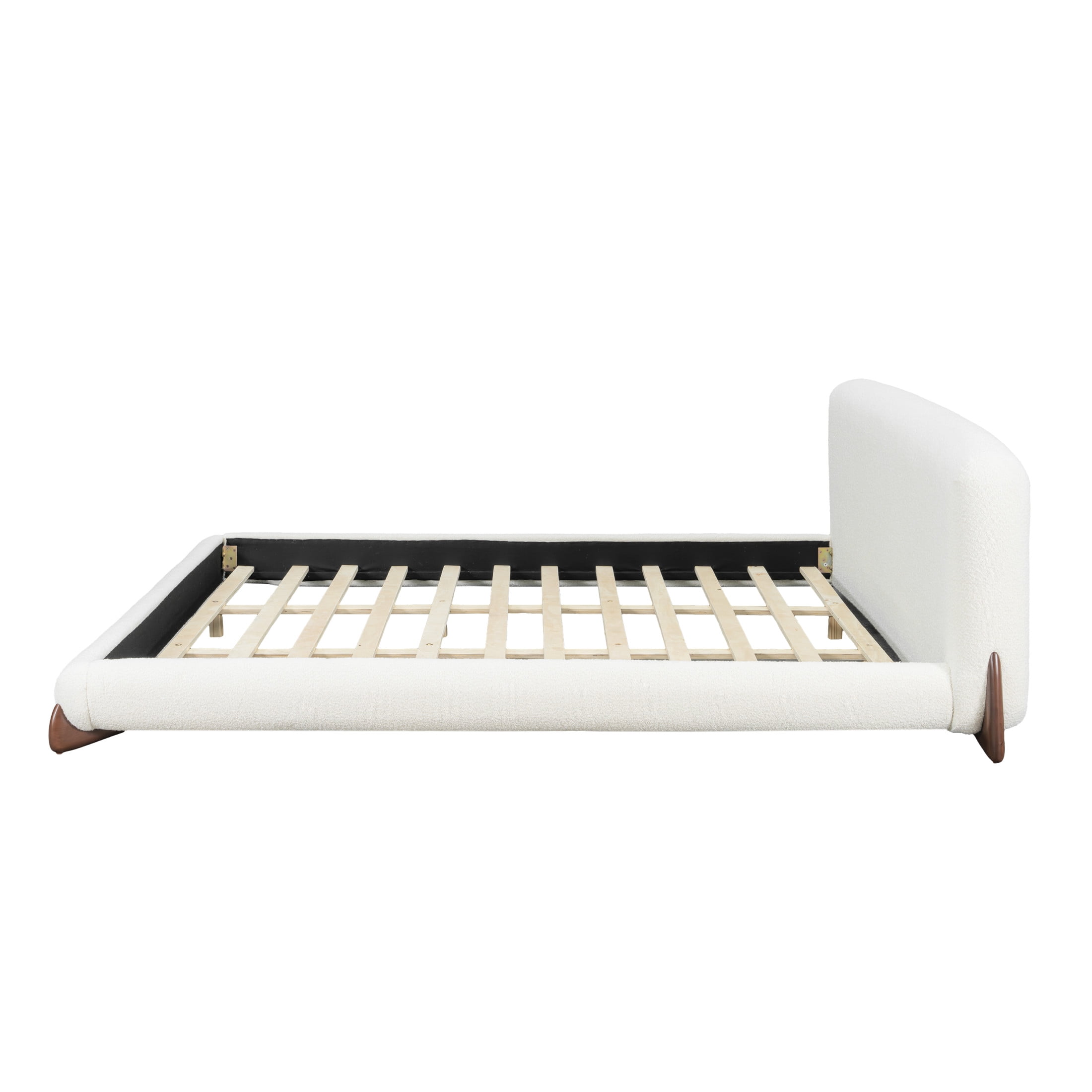 Christopher Knight Home California King Boucle Upholstered Platform Bed with Thick Headboard, White