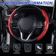 thumbnail image 3 of Steering Cover Car Carbon Fiber Leather Steering Wheel Grip Cover(Red), 3 of 9