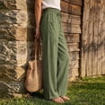 thumbnail image 6 of Oksale Womens Linen Pants Clothing Petite Loose Straight Leg Pants with Pockets Summer Drawstring Waist Cozy Casual Pants Army Green M, 6 of 10
