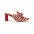 thumbnail image 3 of BLISSFUL STEP Women Stripe Bow Pointed Toe Block Heel Slides Mules Red 8, 3 of 8