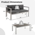 thumbnail image 3 of Costway Ensemble de Canapé en Aluminium pour Patio 2 Pcs Table Basse Canapé avec Accoudoirs en WPC, 3 of 9