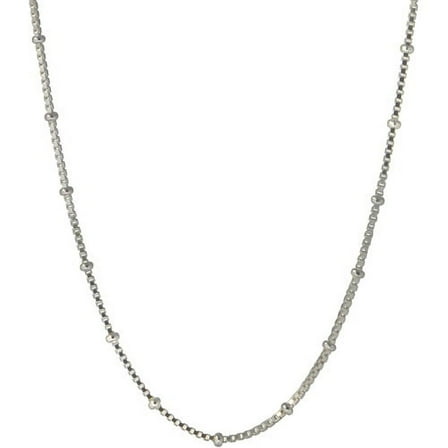 Women's Sterling Silver Beaded Box Necklace, 20"