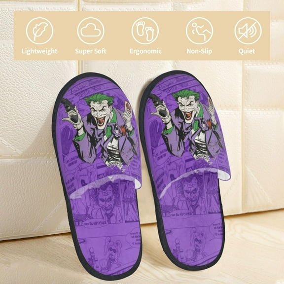Joker Slippers Cozy Fuzzy Slippers Soft Memory Foam Ladies House Shoes Warm Bedroom Flat Shoes Unisex Indoor Outdoor Medium