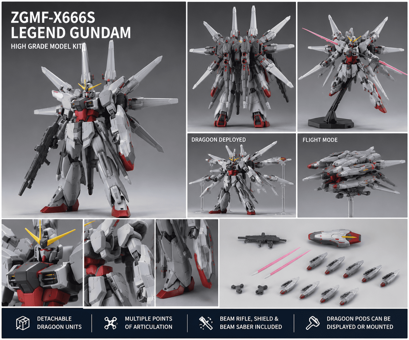Gundam High Grade Legend Gundam 1:144 Scale Plastic Model Kit