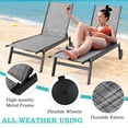 thumbnail image 4 of Yoleny Chaise Longue de Patio avec Roues, Ensemble de 2 Chaises Longues d'Extérieur avec Dossier Réglable, Chaises Longues de Piscine en Textilène Imperméable pour Patio, Bord de Piscine, Terrasse, Gris, 4 of 7