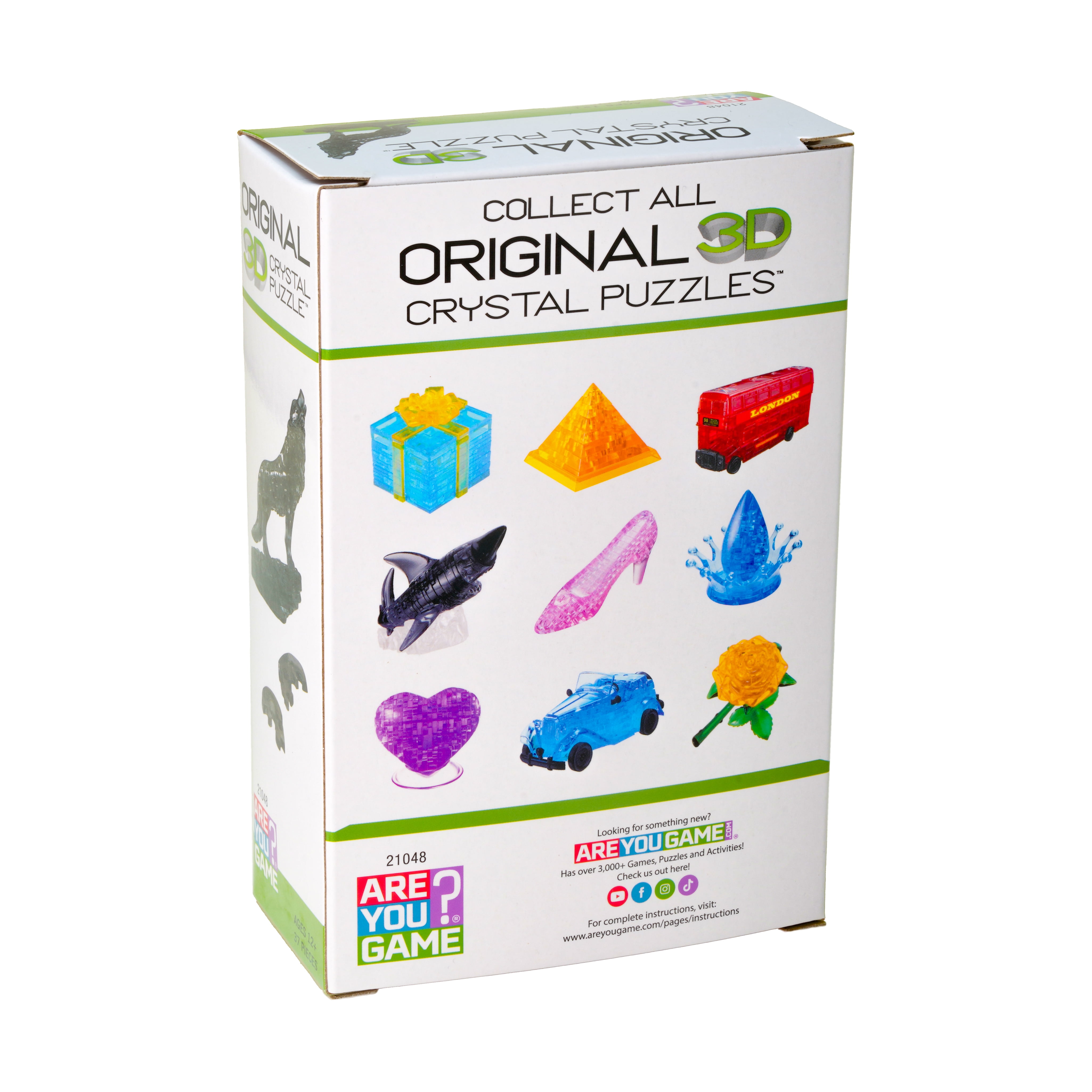 AreYouGame.com 3D Crystal Puzzle - Wolf (Black): 37 Pcs