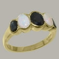 thumbnail image 2 of LBG British Made 10k Yellow Gold ring with Natural Sapphire & Opal Womens Band Ring - 33 size options - Size 11.25, 2 of 5