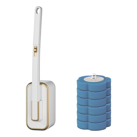 Disposable Toilet Brush Wall Mounted Toilet Bowl Brush with Replaceable Brush Head Bathroom Toilet Washing Brush