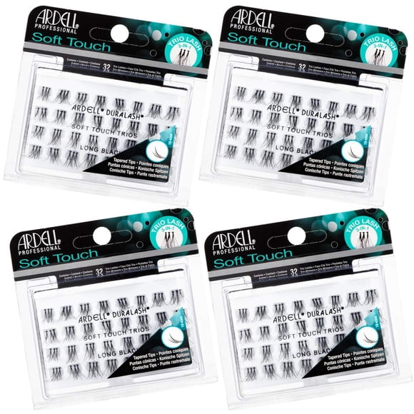 Pestañas postizas Ardell Soft Touch Trios, largas, negras, paquete de 4