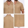 thumbnail image 7 of DARING DIVA Men's Casual Knitted Hollow Out Short Sleeve Shirt M Khaki, 7 of 7