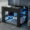 thumbnail image 3 of Harper & Bright Designs Full Size Gaming Loft Bed with Height-adjustable Desk & RGB Lights, Full Wood Loft Bed Frame with Wardrobe & Storage Shelves, Blue, 3 of 18