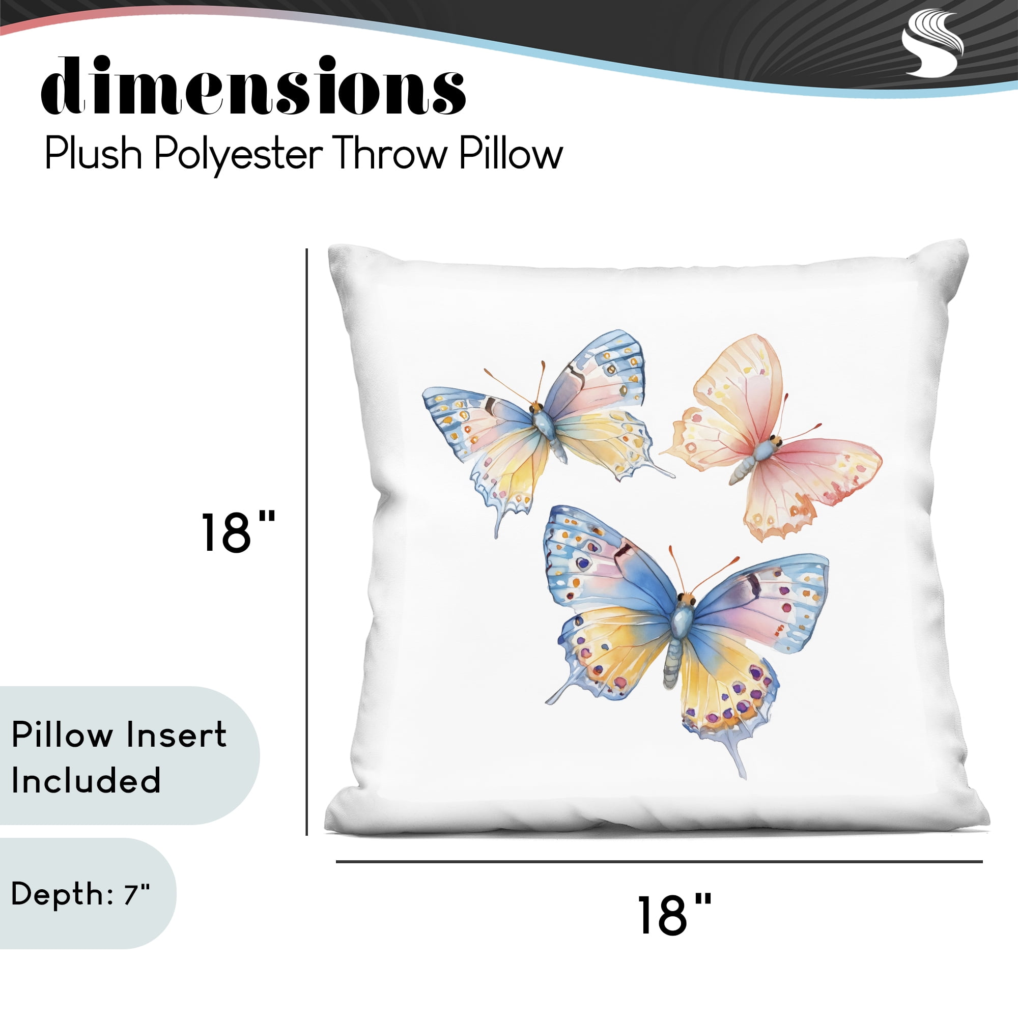Stupell Industries Whimsical Butterfly Trio Decorative Printed Throw Pillow, design by Creative Studio